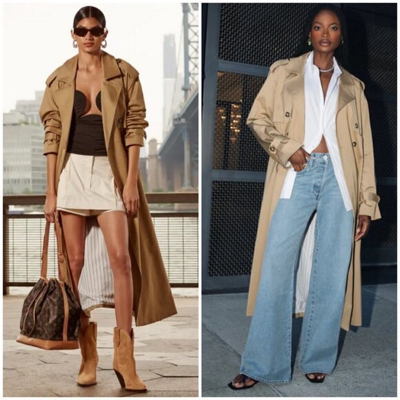 💕FAVORITE DAUGHTER💕 The Charles Double Breasted Trench Coat ~ Sand Medium NWT - Picture 6 of 16